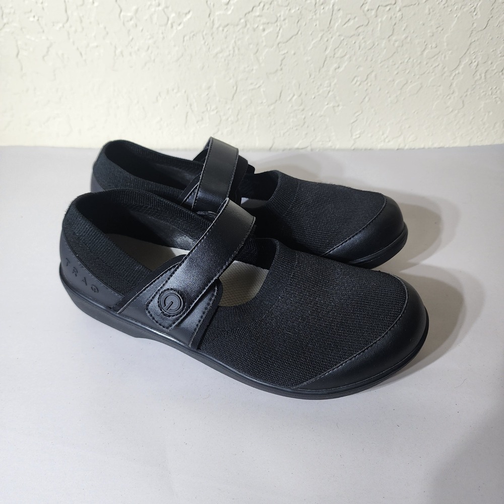 TRAQ by Alegria Outsmart Black Knit Mary Jane Walking Shoes Women 40 OUT-5004